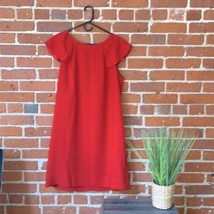 Banana Republic Dress Flutter Sleeve Pockets Red Size 12